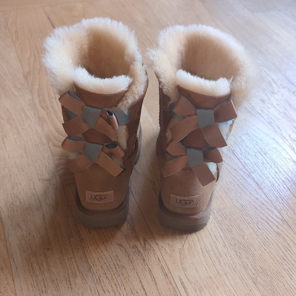 UGG Brown Boots with Ribbon Accents